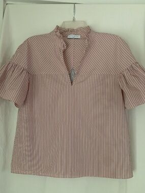Sandro pink striped top/blouse with a star appliqué on back